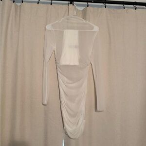 Mesh White Long Sleeve Dress